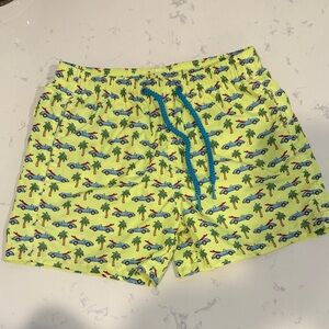 MC2 Saint Barth’s boys Yellow Swim Shorts with Car and Palm Tree Print